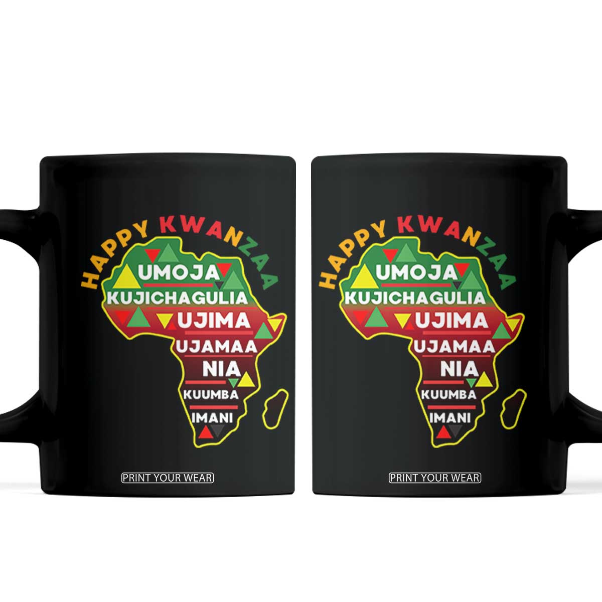 Happy Kwanzaa African Map Coffee Mug Nguzo Saba Seven Principles African Heritage Gift - Print Your Wear