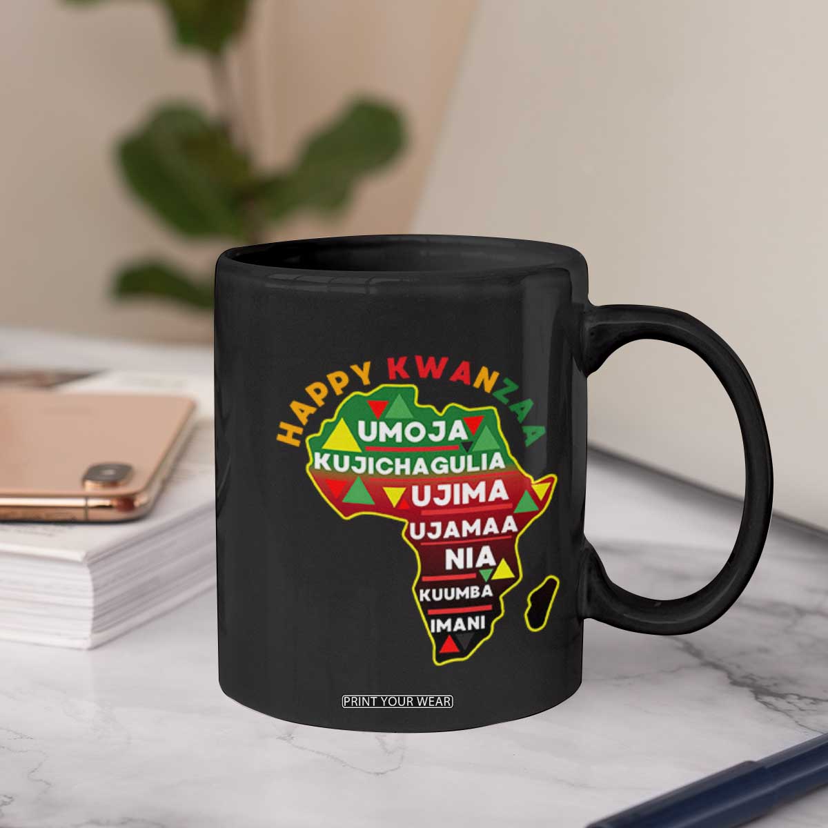 Happy Kwanzaa African Map Coffee Mug Nguzo Saba Seven Principles African Heritage Gift TS12 Print Your Wear