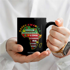 Happy Kwanzaa African Map Coffee Mug Nguzo Saba Seven Principles African Heritage Gift - Print Your Wear