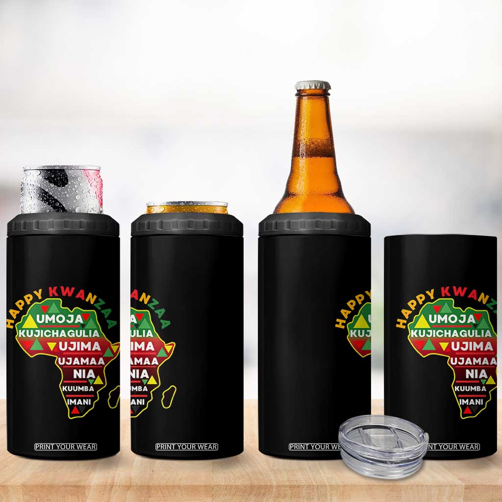 Happy Kwanzaa African Map 4 in 1 Can Cooler Tumbler Nguzo Saba Seven Principles African Heritage Gift TS12 Print Your Wear