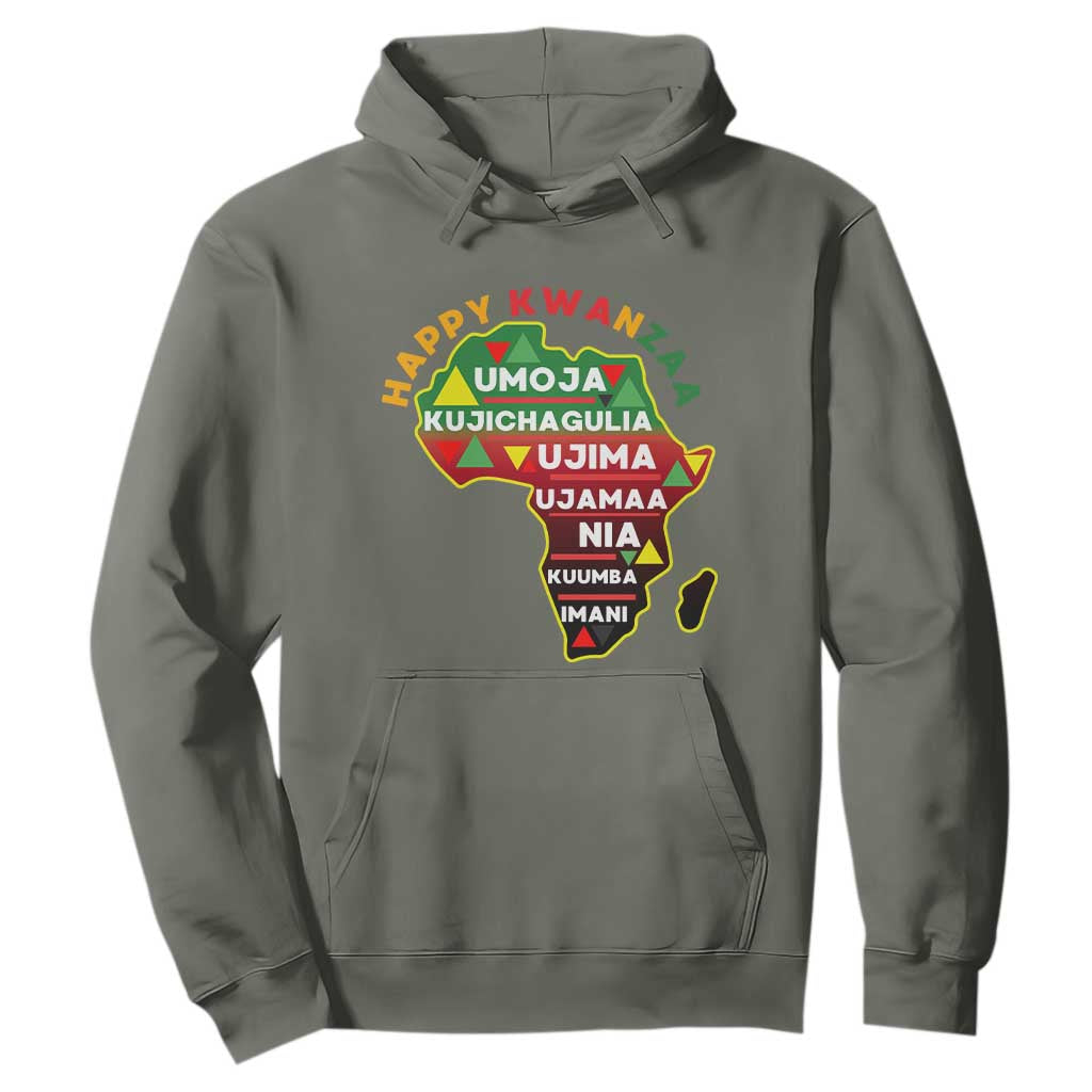 Happy Kwanzaa African Map Hoodie Nguzo Saba Seven Principles African Heritage Gift TS12 Military Green Print Your Wear