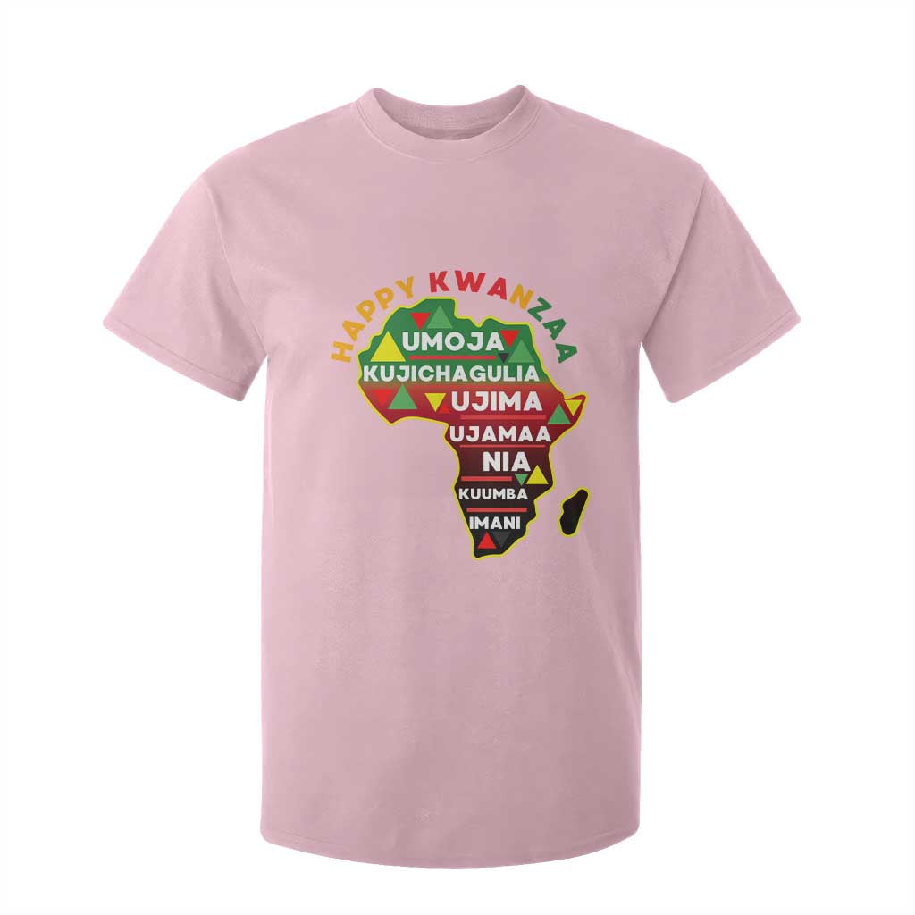 Happy Kwanzaa African Map T Shirt For Kid Nguzo Saba Seven Principles African Heritage Gift TS12 Light Pink Print Your Wear