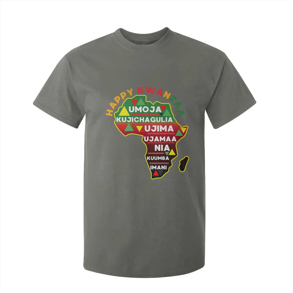 Happy Kwanzaa African Map T Shirt For Kid Nguzo Saba Seven Principles African Heritage Gift TS12 Military Green Print Your Wear