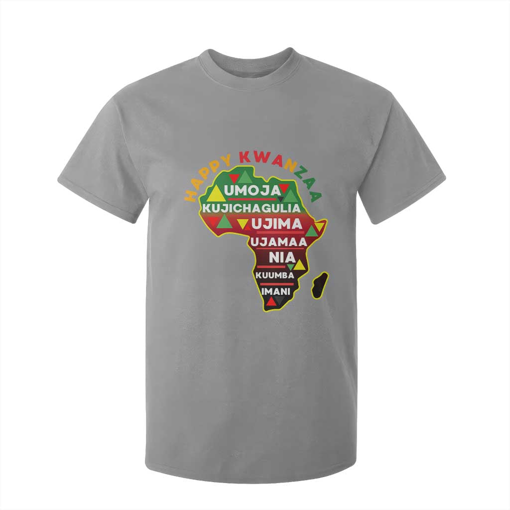 Happy Kwanzaa African Map T Shirt For Kid Nguzo Saba Seven Principles African Heritage Gift TS12 Sport Gray Print Your Wear