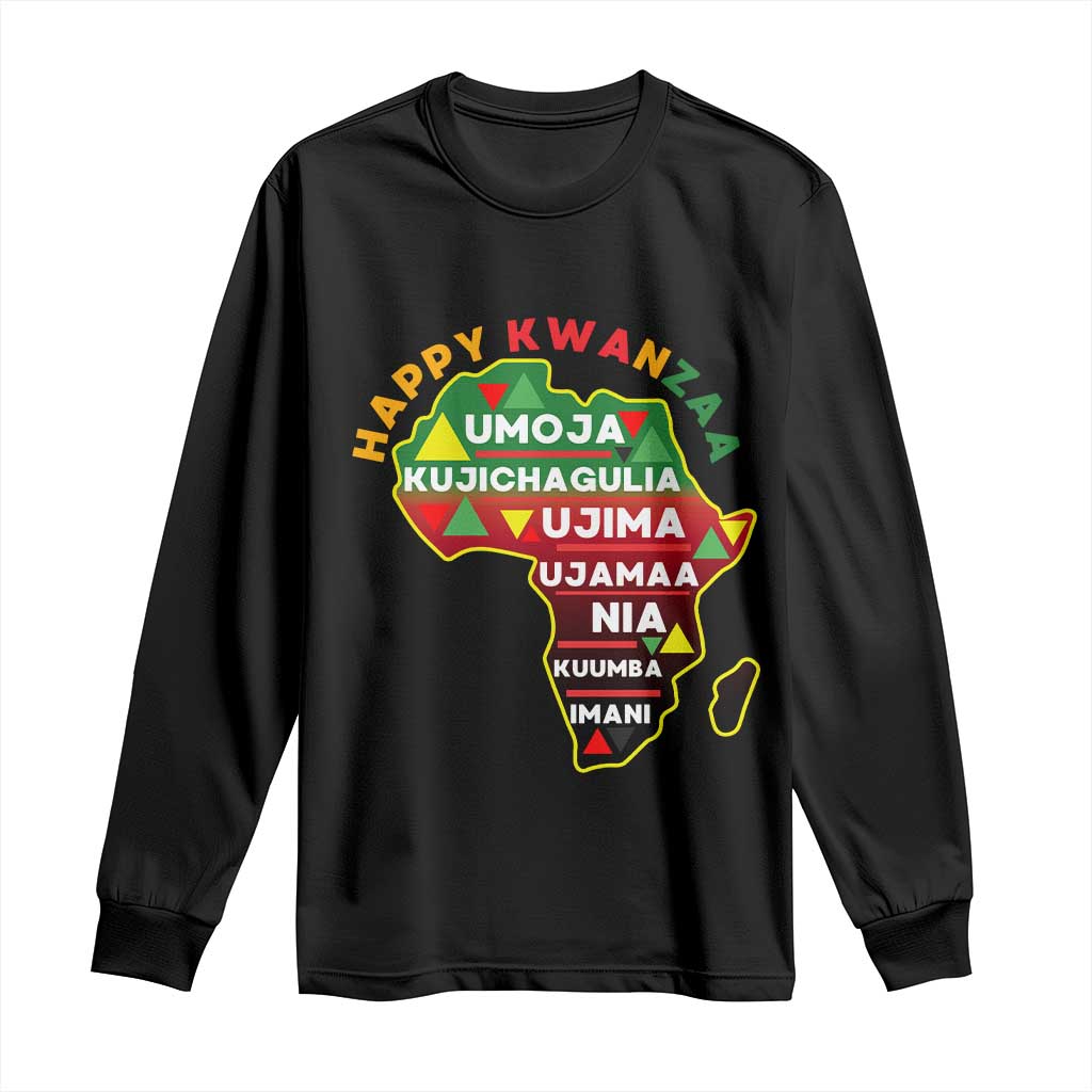 Happy Kwanzaa African Map Long Sleeve Shirt Nguzo Saba Seven Principles African Heritage Gift TS12 Black Print Your Wear