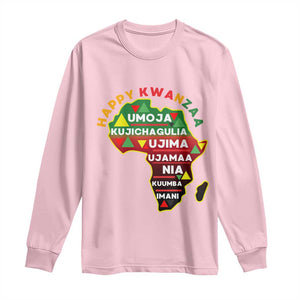 Happy Kwanzaa African Map Long Sleeve Shirt Nguzo Saba Seven Principles African Heritage Gift TS12 Light Pink Print Your Wear