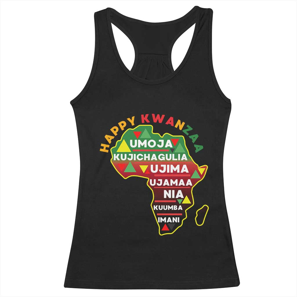 Happy Kwanzaa African Map Racerback Tank Top Nguzo Saba Seven Principles African Heritage Gift - Print Your Wear