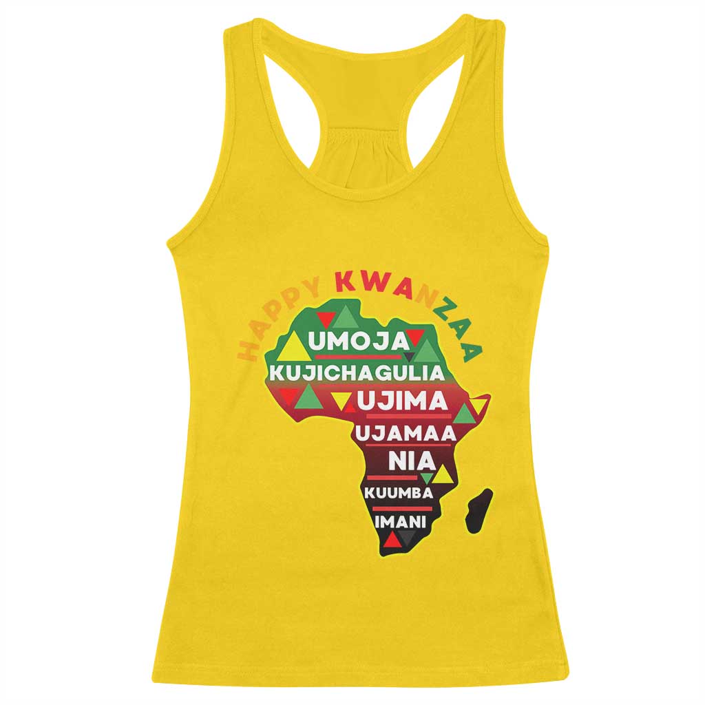Happy Kwanzaa African Map Racerback Tank Top Nguzo Saba Seven Principles African Heritage Gift - Print Your Wear