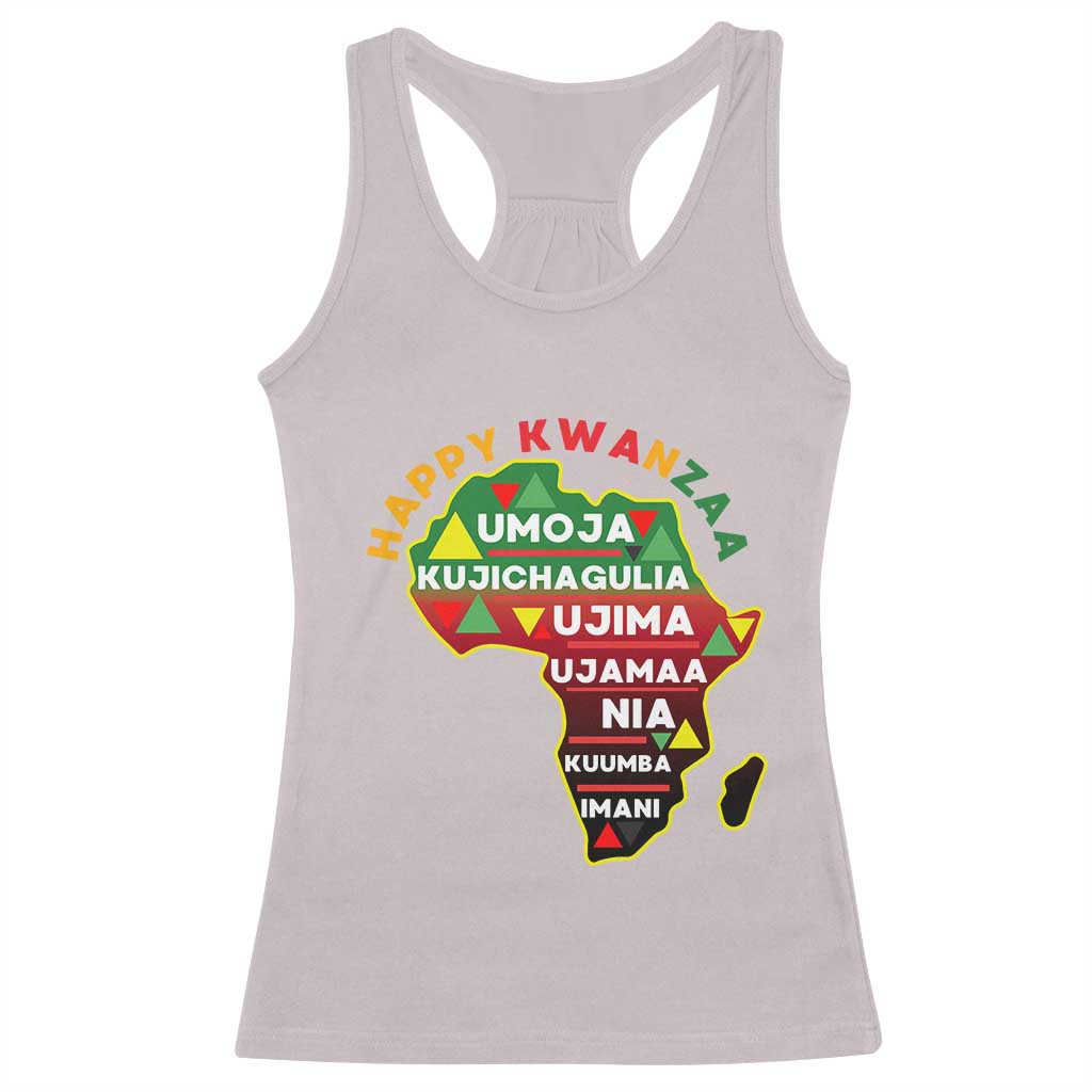 Happy Kwanzaa African Map Racerback Tank Top Nguzo Saba Seven Principles African Heritage Gift - Print Your Wear