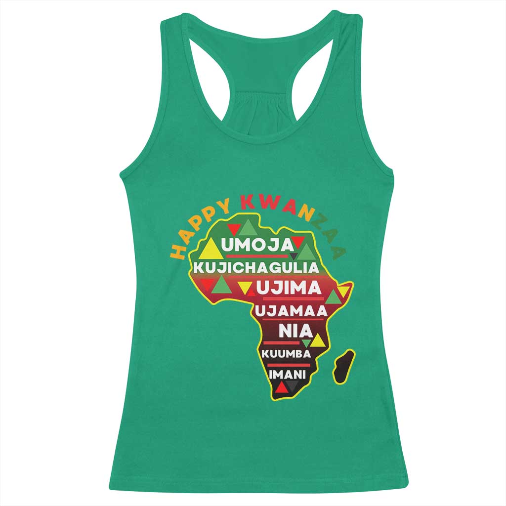 Happy Kwanzaa African Map Racerback Tank Top Nguzo Saba Seven Principles African Heritage Gift - Print Your Wear