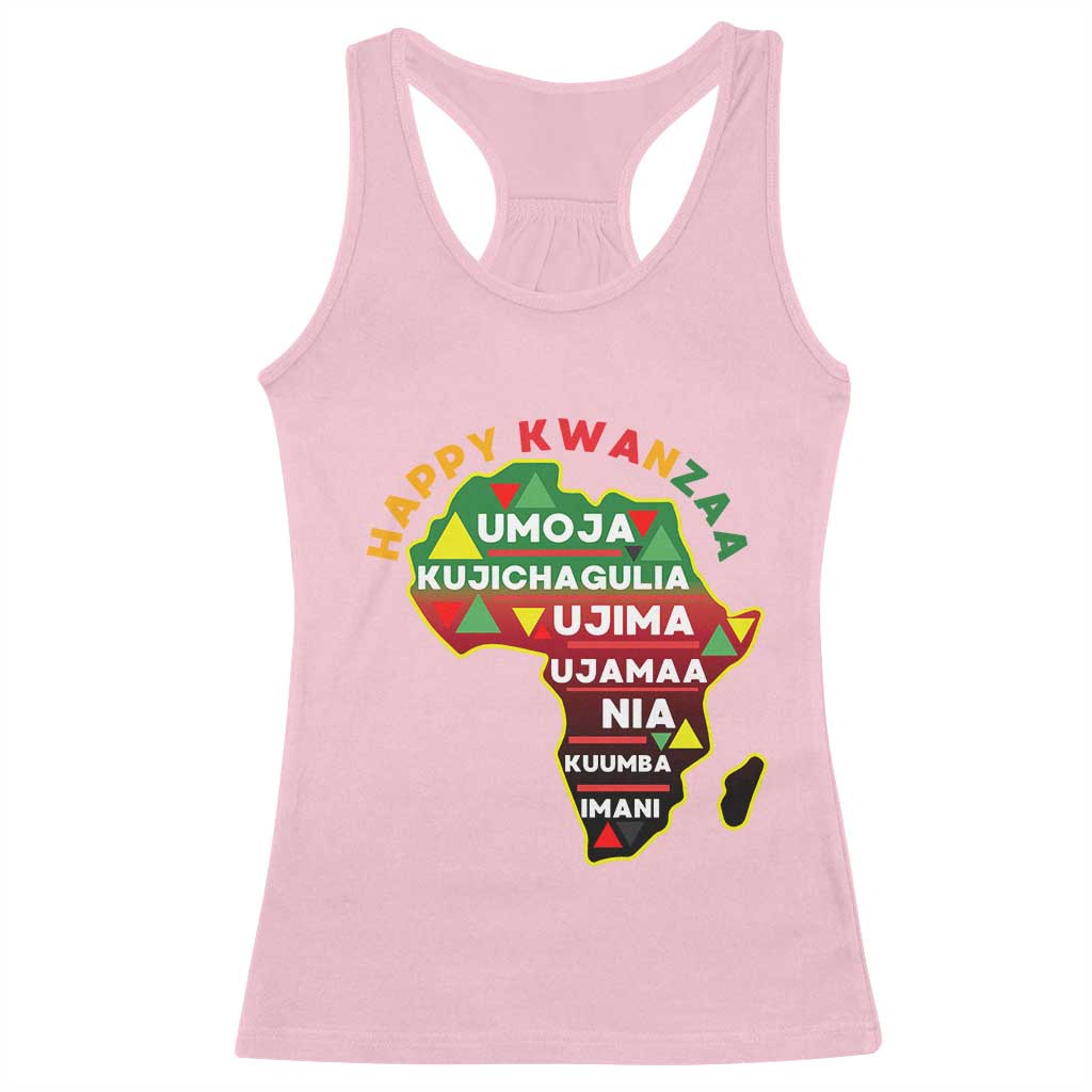 Happy Kwanzaa African Map Racerback Tank Top Nguzo Saba Seven Principles African Heritage Gift TS12 Light Pink Print Your Wear