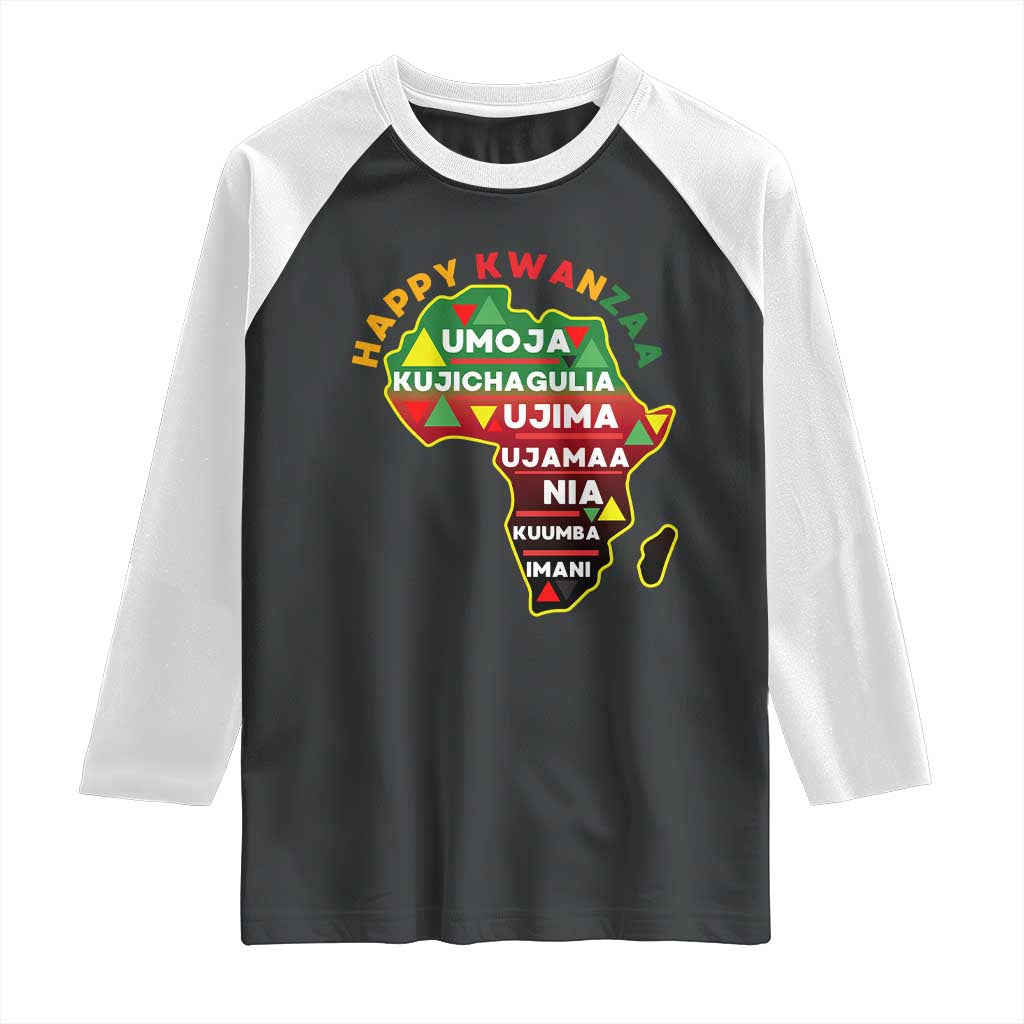 Happy Kwanzaa African Map Raglan Shirt Nguzo Saba Seven Principles African Heritage Gift TS12 Black White Print Your Wear