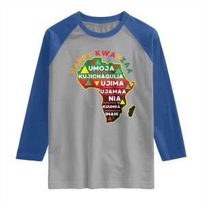 Happy Kwanzaa African Map Raglan Shirt Nguzo Saba Seven Principles African Heritage Gift - Print Your Wear