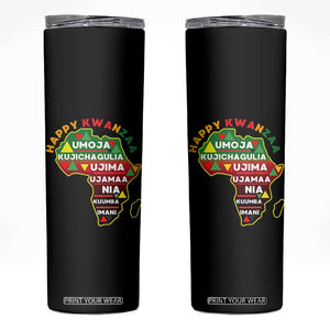 Happy Kwanzaa African Map Skinny Tumbler Nguzo Saba Seven Principles African Heritage Gift - Print Your Wear