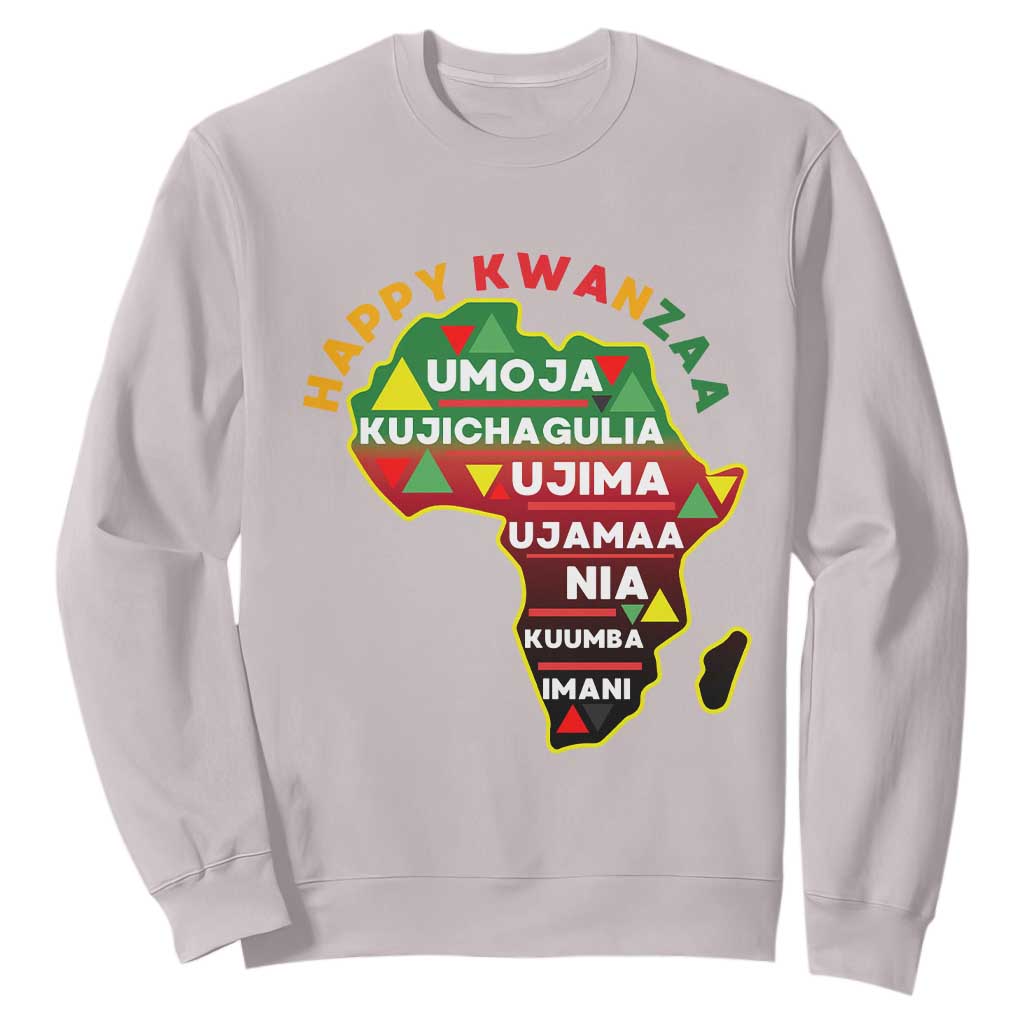 Happy Kwanzaa African Map Sweatshirt Nguzo Saba Seven Principles African Heritage Gift TS12 Ice Gray Print Your Wear