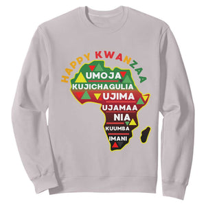 Happy Kwanzaa African Map Sweatshirt Nguzo Saba Seven Principles African Heritage Gift TS12 Ice Gray Print Your Wear