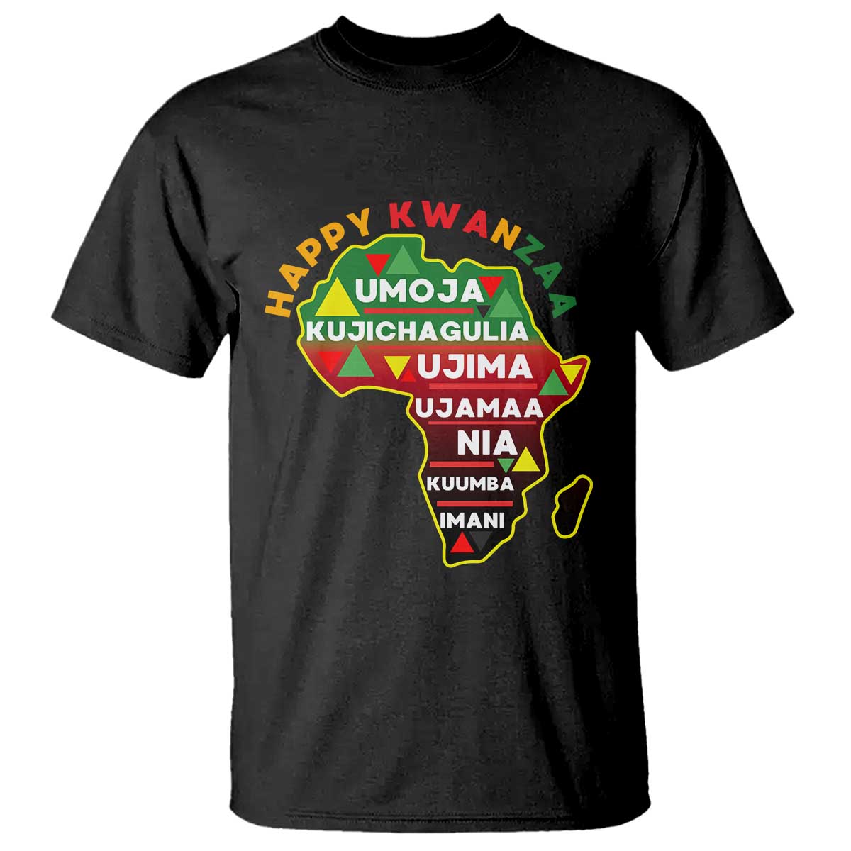 Happy Kwanzaa African Map T Shirt Nguzo Saba Seven Principles African Heritage Gift - Print Your Wear