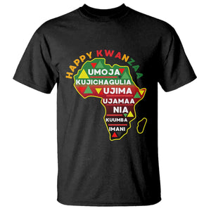 Happy Kwanzaa African Map T Shirt Nguzo Saba Seven Principles African Heritage Gift TS12 Black Print Your Wear