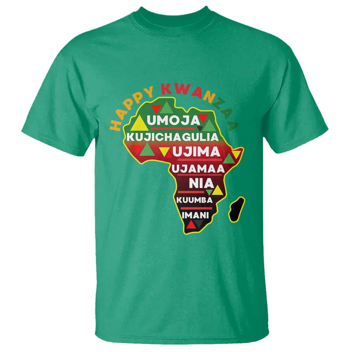 Happy Kwanzaa African Map T Shirt Nguzo Saba Seven Principles African Heritage Gift TS12 Irish Green Print Your Wear