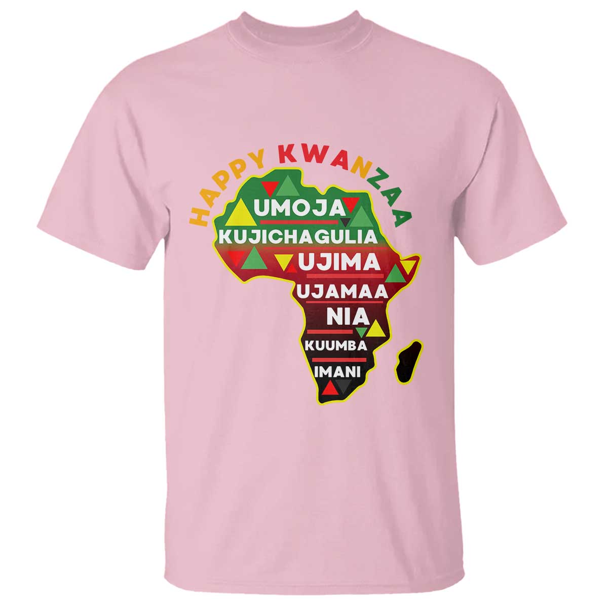 Happy Kwanzaa African Map T Shirt Nguzo Saba Seven Principles African Heritage Gift TS12 Light Pink Print Your Wear