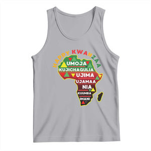 Happy Kwanzaa African Map Tank Top Nguzo Saba Seven Principles African Heritage Gift - Print Your Wear
