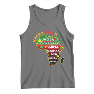 Happy Kwanzaa African Map Tank Top Nguzo Saba Seven Principles African Heritage Gift TS12 Black Heather Print Your Wear
