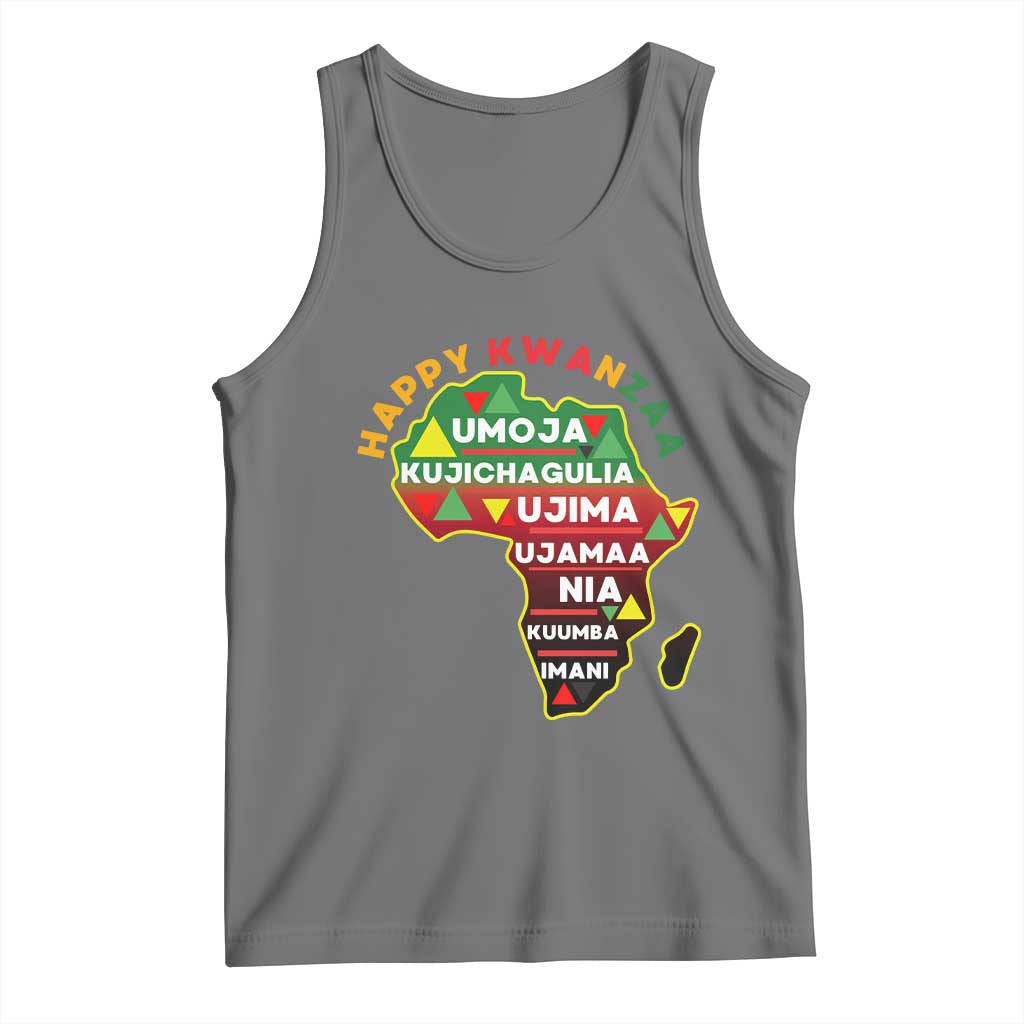 Happy Kwanzaa African Map Tank Top Nguzo Saba Seven Principles African Heritage Gift - Print Your Wear