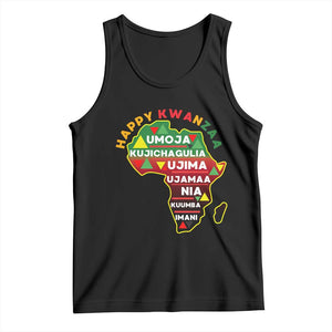 Happy Kwanzaa African Map Tank Top Nguzo Saba Seven Principles African Heritage Gift - Print Your Wear
