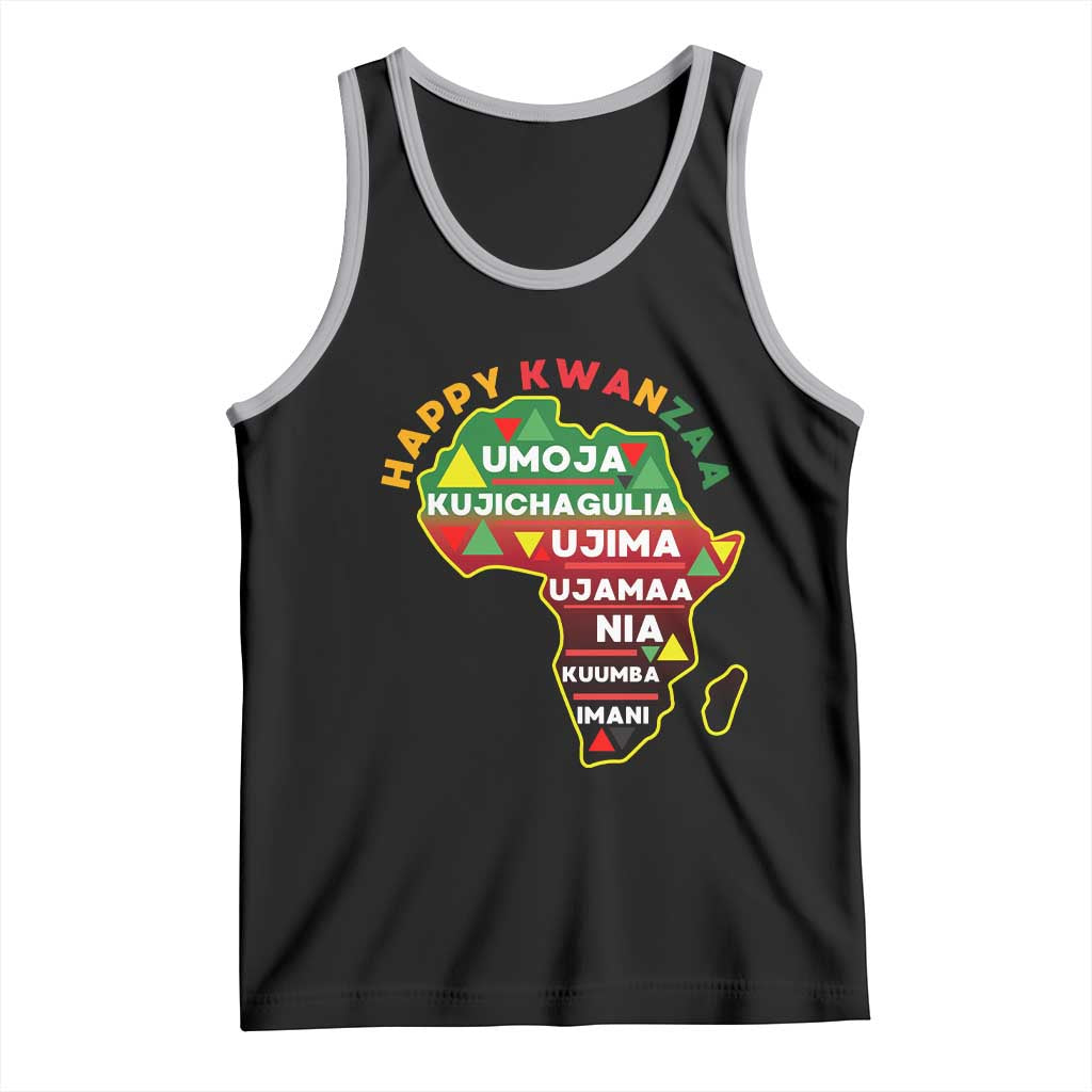 Happy Kwanzaa African Map Tank Top Nguzo Saba Seven Principles African Heritage Gift - Print Your Wear