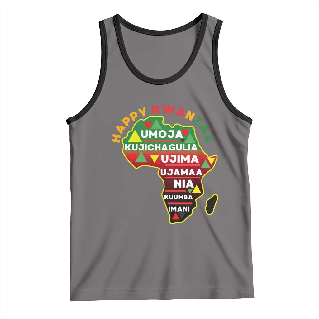 Happy Kwanzaa African Map Tank Top Nguzo Saba Seven Principles African Heritage Gift - Print Your Wear