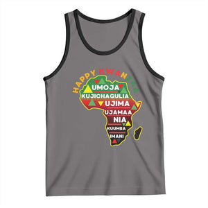 Happy Kwanzaa African Map Tank Top Nguzo Saba Seven Principles African Heritage Gift - Print Your Wear