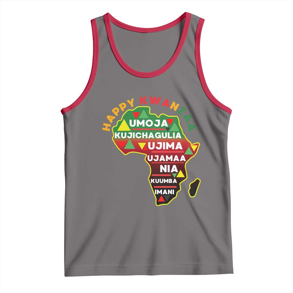 Happy Kwanzaa African Map Tank Top Nguzo Saba Seven Principles African Heritage Gift - Print Your Wear