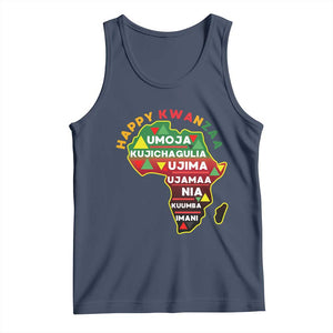 Happy Kwanzaa African Map Tank Top Nguzo Saba Seven Principles African Heritage Gift TS12 Navy Print Your Wear