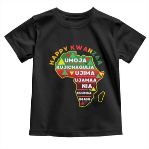 Happy Kwanzaa African Map Toddler T Shirt Nguzo Saba Seven Principles African Heritage Gift TS12 Black Print Your Wear