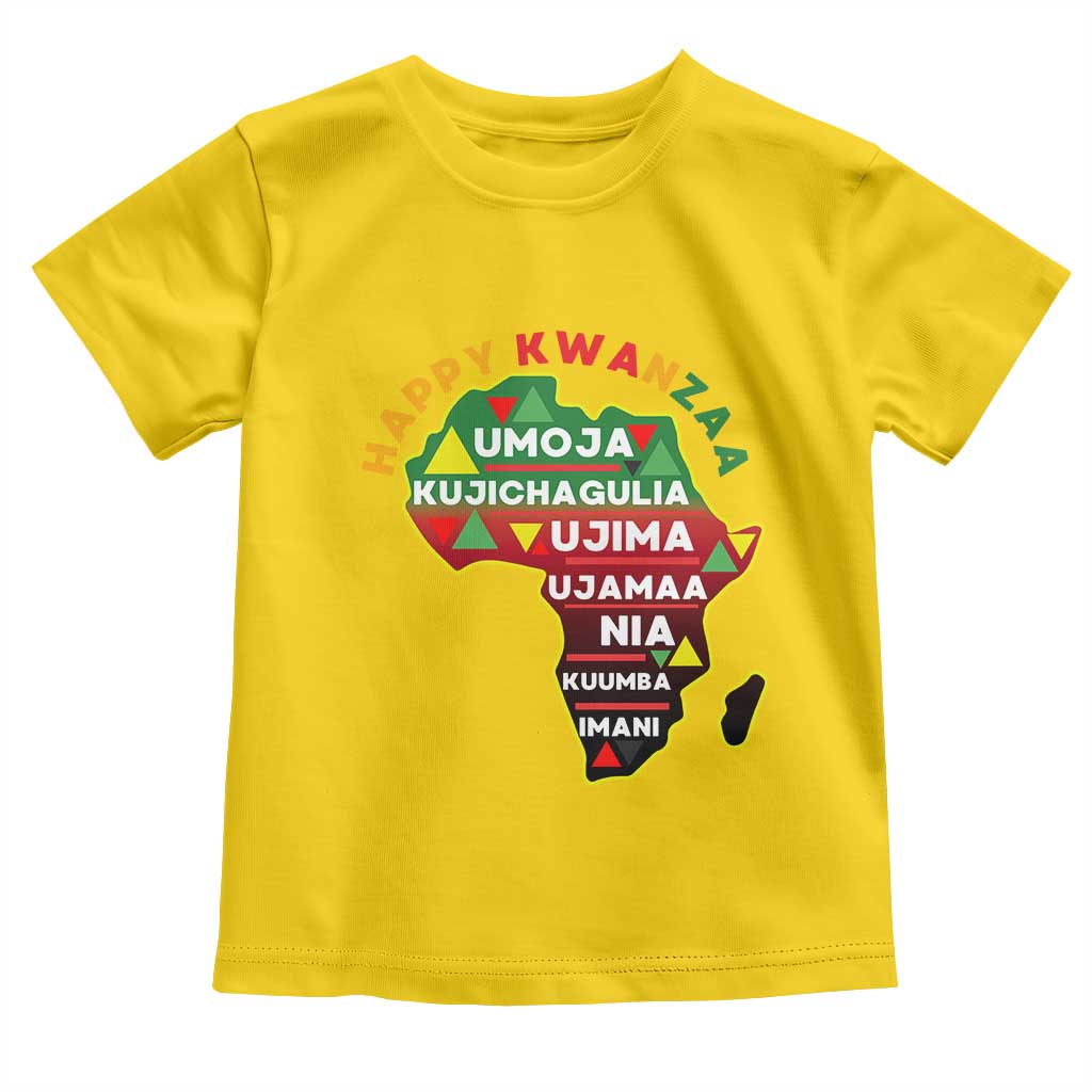 Happy Kwanzaa African Map Toddler T Shirt Nguzo Saba Seven Principles African Heritage Gift - Print Your Wear