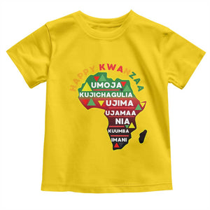 Happy Kwanzaa African Map Toddler T Shirt Nguzo Saba Seven Principles African Heritage Gift - Print Your Wear