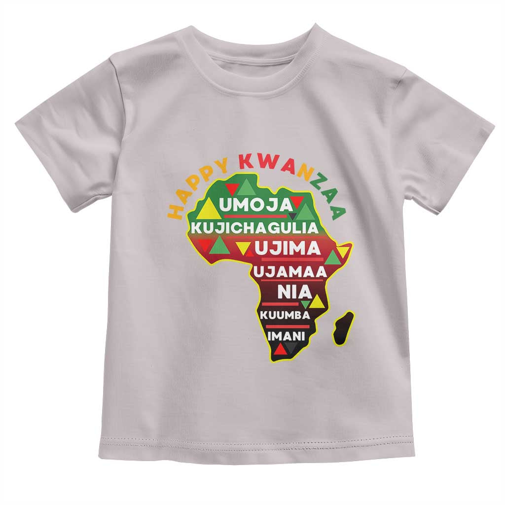 Happy Kwanzaa African Map Toddler T Shirt Nguzo Saba Seven Principles African Heritage Gift - Print Your Wear