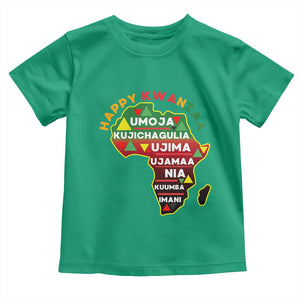 Happy Kwanzaa African Map Toddler T Shirt Nguzo Saba Seven Principles African Heritage Gift - Print Your Wear