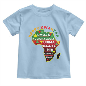 Happy Kwanzaa African Map Toddler T Shirt Nguzo Saba Seven Principles African Heritage Gift TS12 Light Blue Print Your Wear