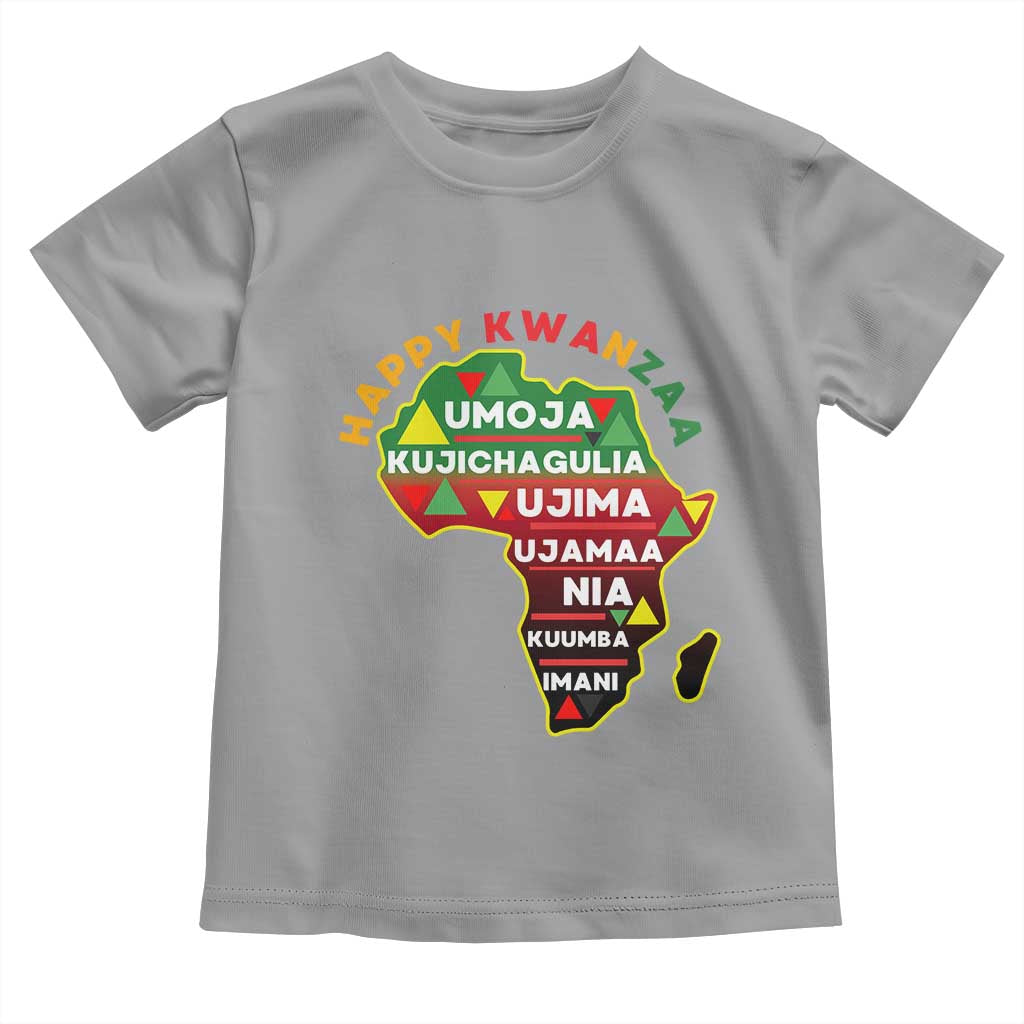 Happy Kwanzaa African Map Toddler T Shirt Nguzo Saba Seven Principles African Heritage Gift TS12 Sport Gray Print Your Wear