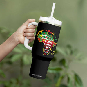 Happy Kwanzaa African Map Tumbler With Handle Nguzo Saba Seven Principles African Heritage Gift - Print Your Wear