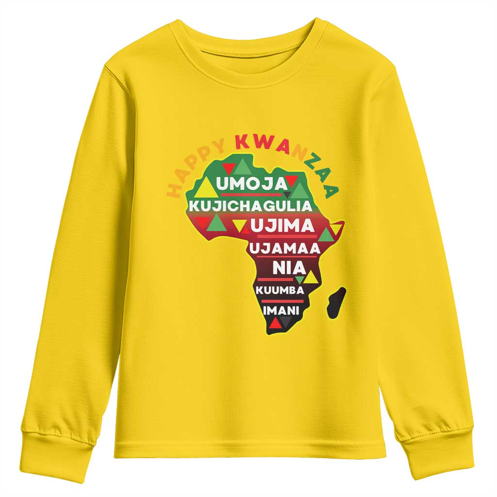 Happy Kwanzaa African Map Youth Sweatshirt Nguzo Saba Seven Principles African Heritage Gift TS12 Daisy Print Your Wear