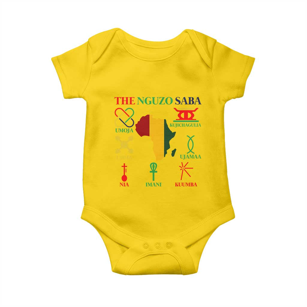 Nguzo Saba Seven Principles Baby Onesie Festival Of Lights African Heritage Gift - Print Your Wear