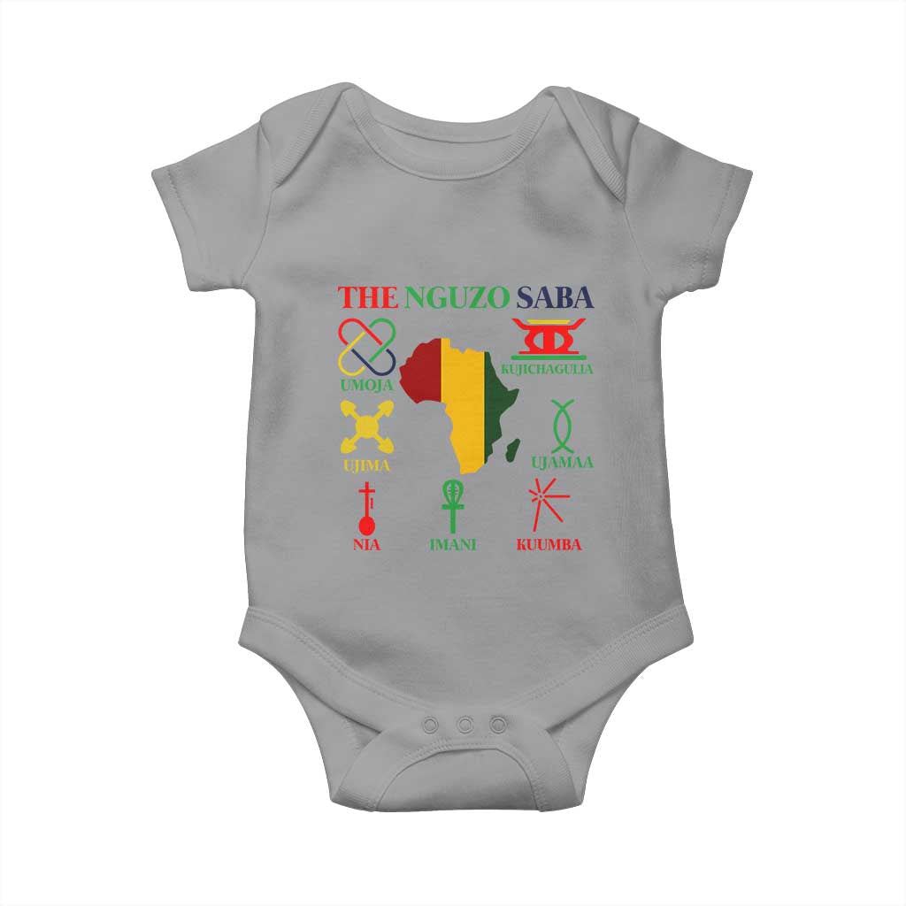 Nguzo Saba Seven Principles Baby Onesie Festival Of Lights African Heritage Gift TS12 Sport Gray Print Your Wear