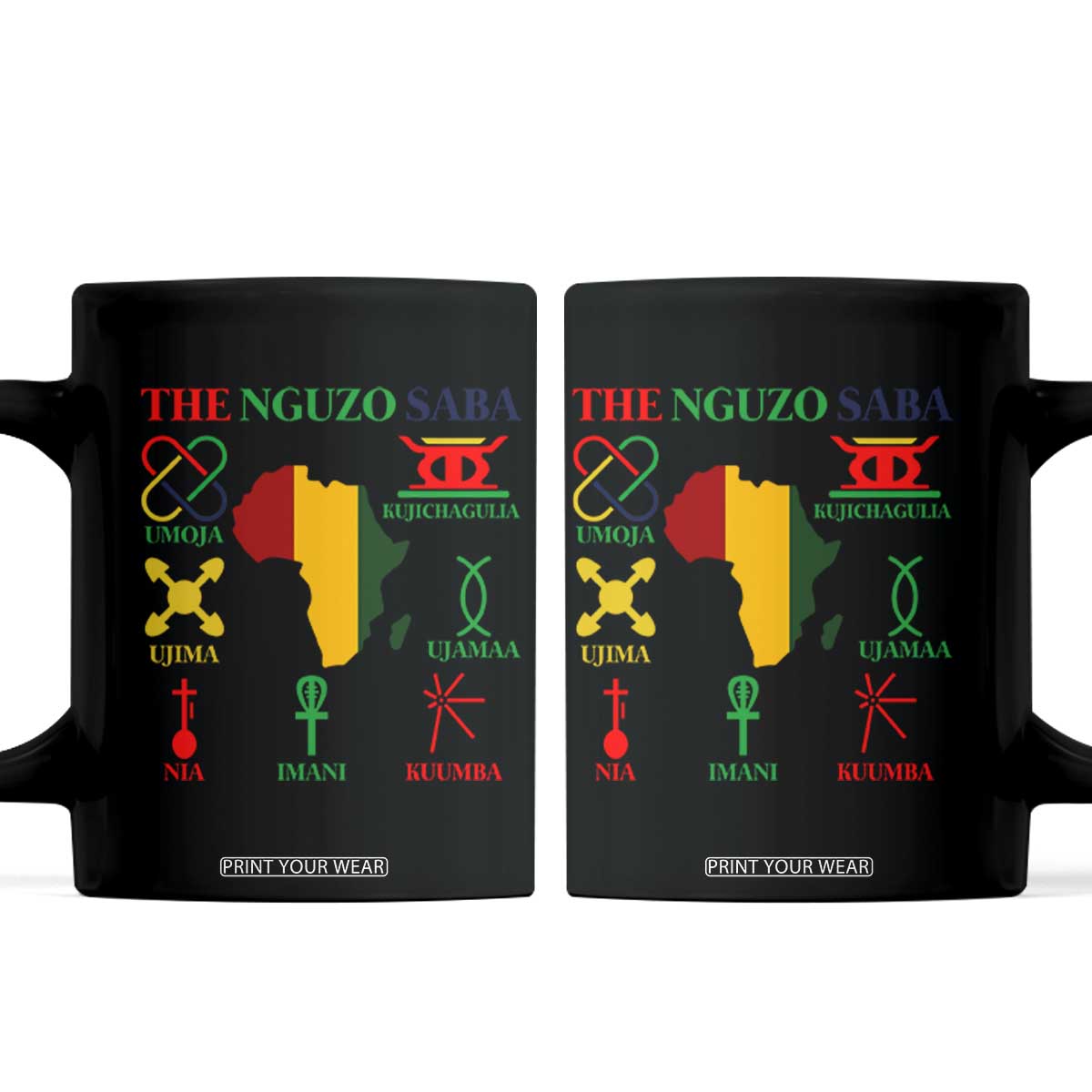 Nguzo Saba Seven Principles Coffee Mug Festival Of Lights African Heritage Gift - Print Your Wear