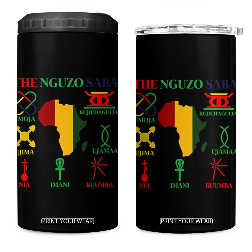 Nguzo Saba Seven Principles 4 in 1 Can Cooler Tumbler Festival Of Lights African Heritage Gift TS12 One Size: 16 oz Black Print Your Wear
