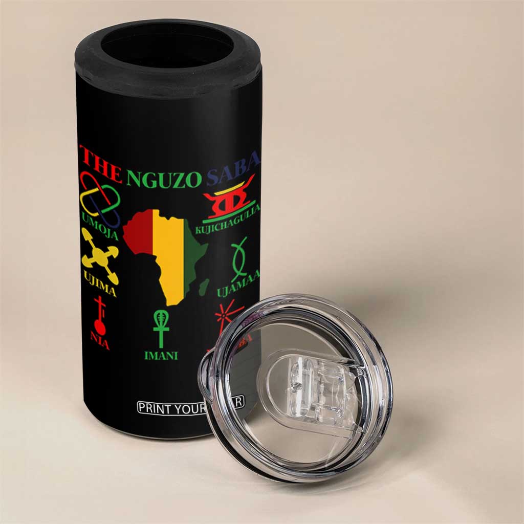 Nguzo Saba Seven Principles 4 in 1 Can Cooler Tumbler Festival Of Lights African Heritage Gift - Print Your Wear