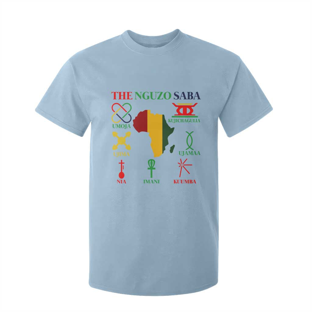 Nguzo Saba Seven Principles T Shirt For Kid Festival Of Lights African Heritage Gift TS12 Light Blue Print Your Wear