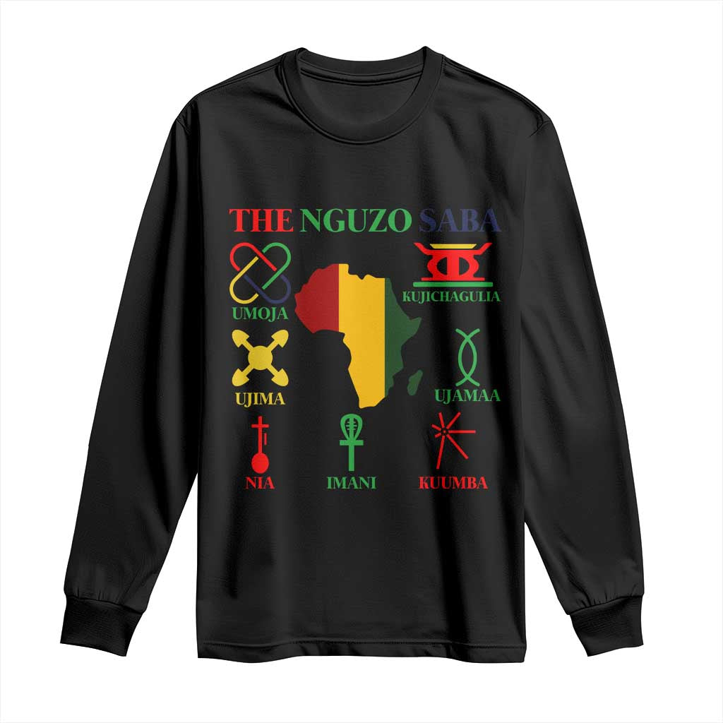 Nguzo Saba Seven Principles Long Sleeve Shirt Festival Of Lights African Heritage Gift TS12 Black Print Your Wear