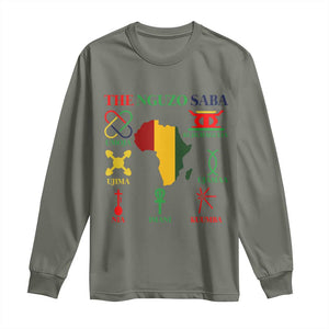 Nguzo Saba Seven Principles Long Sleeve Shirt Festival Of Lights African Heritage Gift TS12 Military Green Print Your Wear